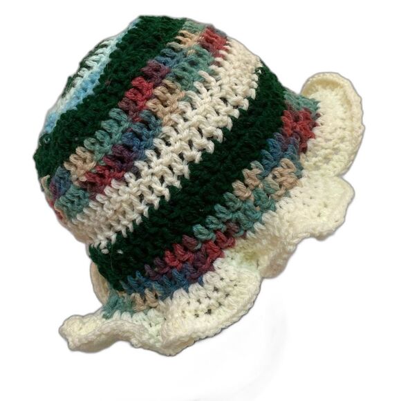 Multicolored Rainbow Bucket Hat Handmade Crocheted UNISEX One Size Adult - Picture 2 of 6